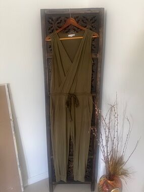 Heartloom Olive Sleeveless Wrap-Front Jumpsuit